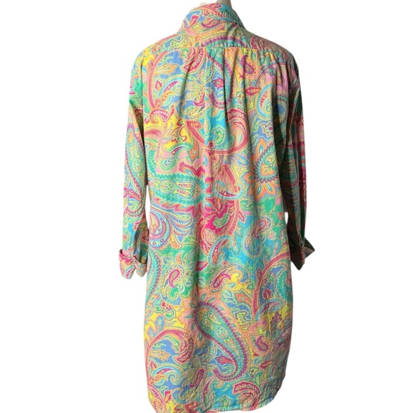 Lauren Ralph Lauren Vibrant Paisley Shirt – Multicolor Button Front Tunic - Picture 7 of 8